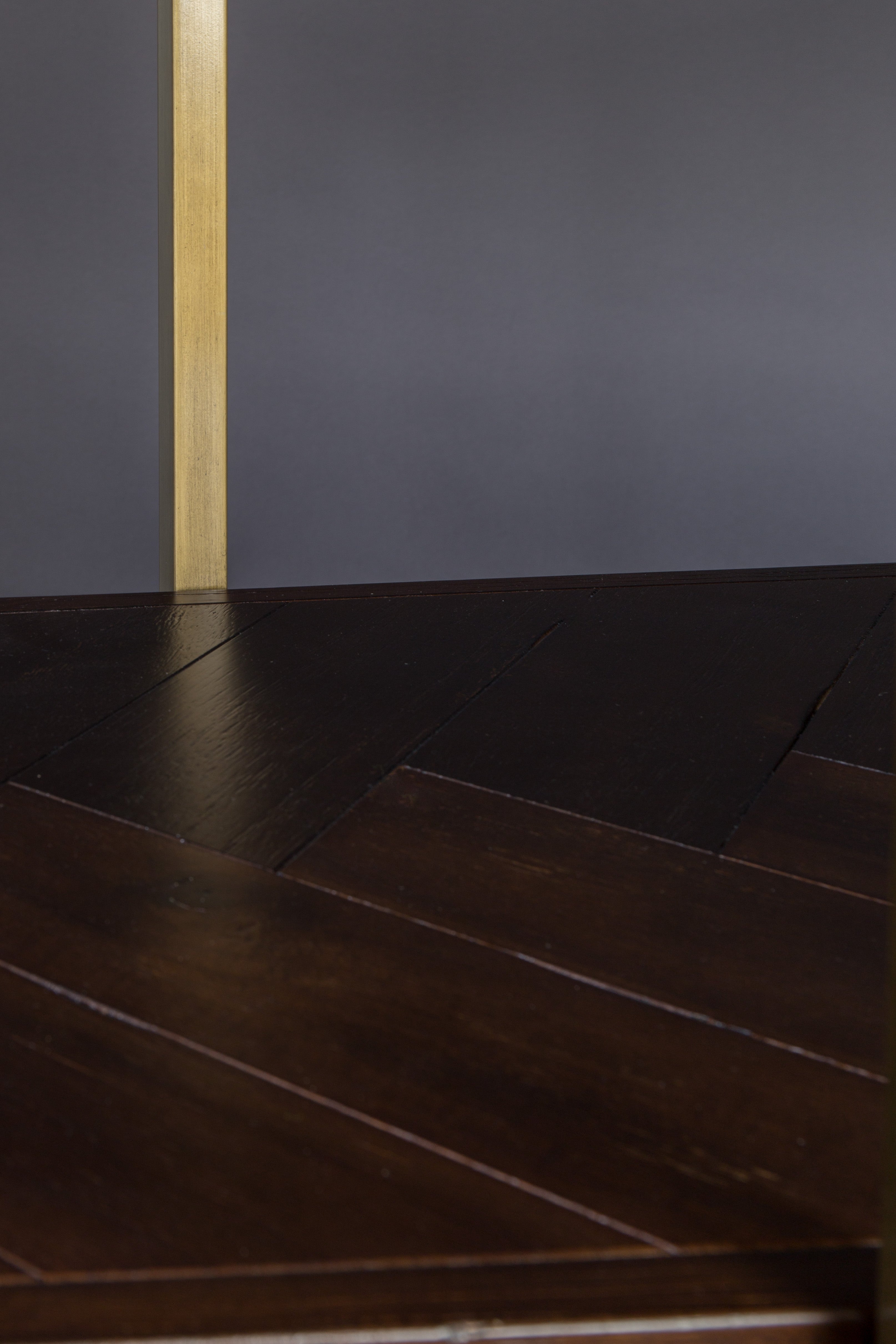 Dutchbone Class Herringbone Brown Oak Wood & Brass Display Unit